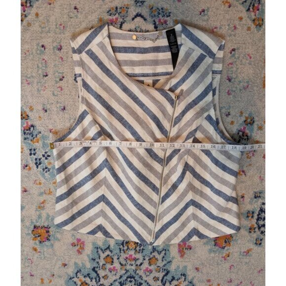 Chico's Black Label Zip Striped Vest in‎ Blue Combo - 2 - Picture 8 of 10